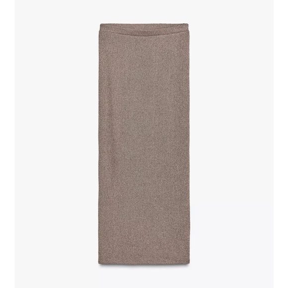 Zara NWT viscose knit stretchy midi skirt light brown tan - Picture 6 of 10